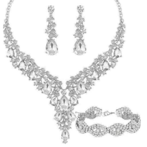 Dazzling Rhinestone Necklace Set with earrings and bracelet – 13 Stunning Colors to Choose From!